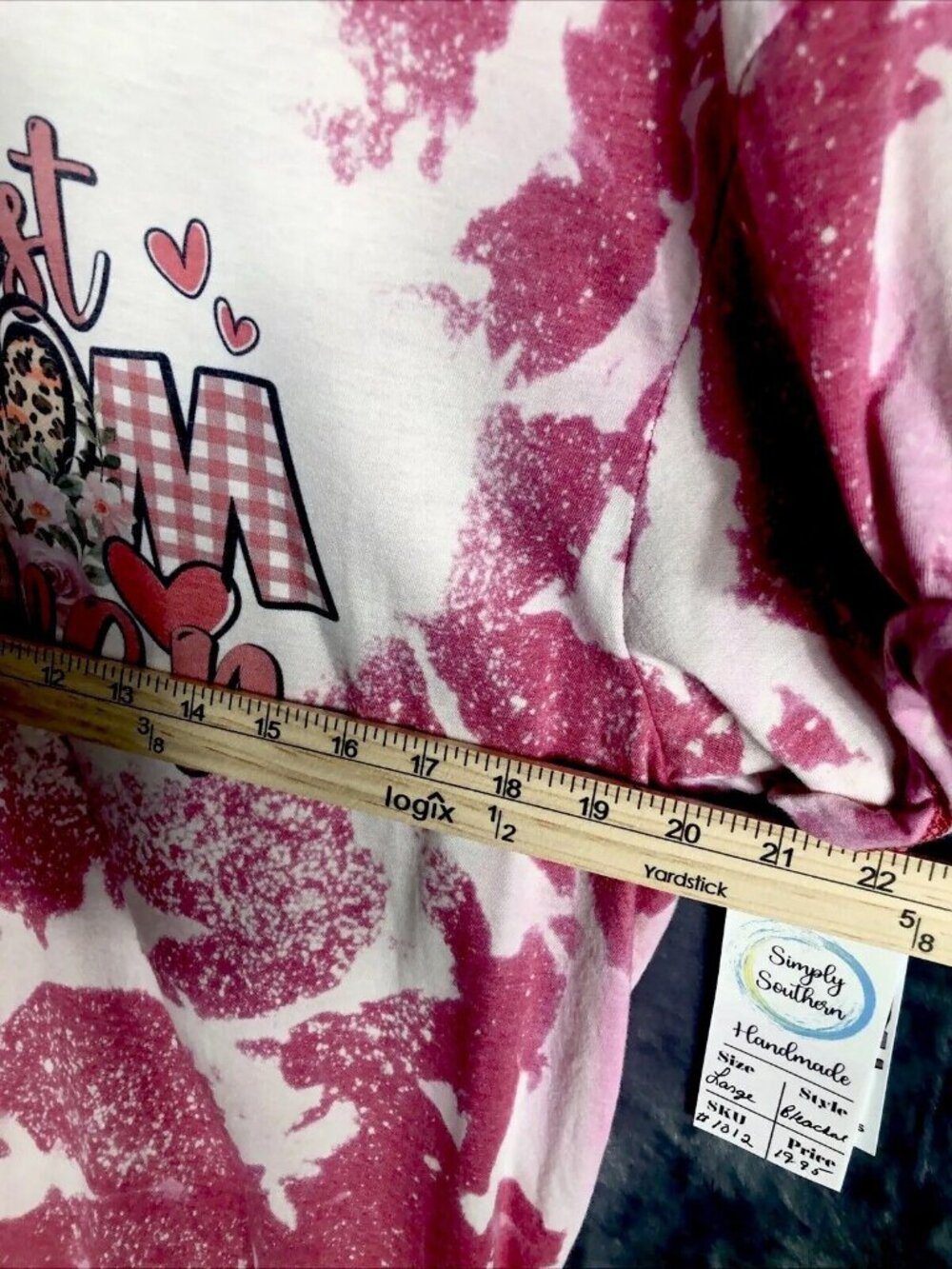 Best Mom Ever Shirt Women’s Large Custom Tye Dyed Bleached Handmade Pink T Short - Picture 10 of 12